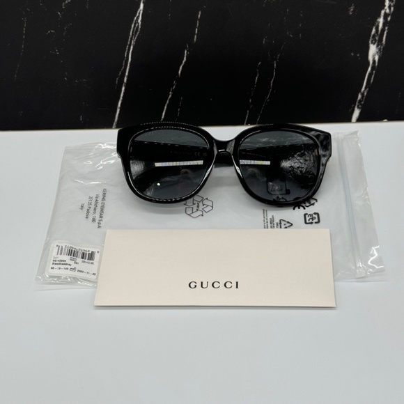 NEW GG1409SK 001 GUCCI BLACK GREY ROUND WOMEN GUCCI SUNGLASSES - Picture 13 of 14